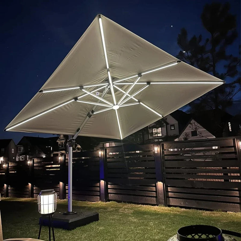 PURPLE LEAF Double Top Square Outdoor LED Umbrellas