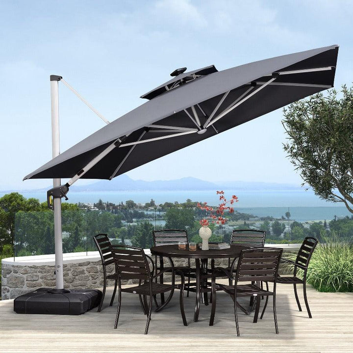 PURPLE LEAF Double Top Square Outdoor LED Umbrellas