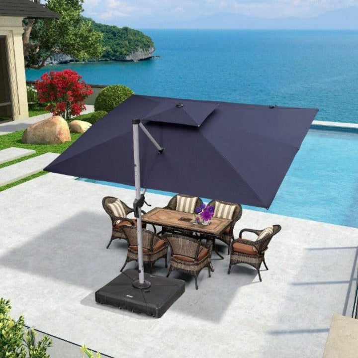 PURPLE LEAF Double Top 360 Degree Rotation Rectangle Patio Classic Umbrella 10 x 13 ft