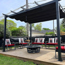 PURPLE LEAF Outdoor Retractable Pergola with Double Sun Shade Canopy White Heavy-Duty Aluminum Pergola