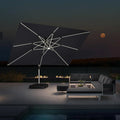 PURPLE LEAF Solar Powered Umbrella LED Rectangular Patio Umbrella with Lights