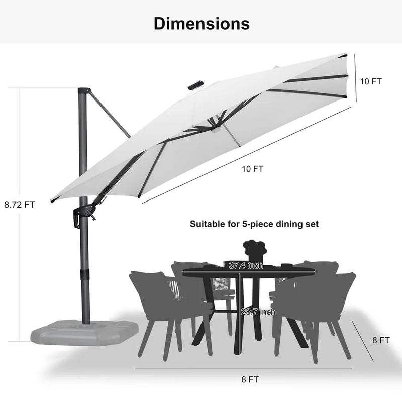 PURPLE LEAF LED Economical 10ft Patio Umbrellas Outdoor Umbrella with Lights