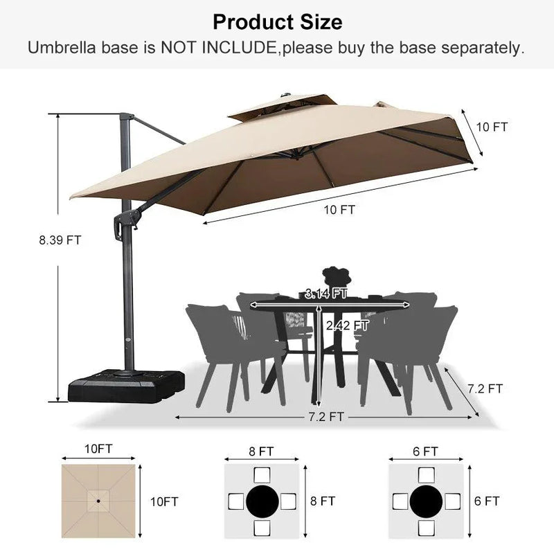 PURPLE LEAF Double Top Square Outdoor Standing Umbrella