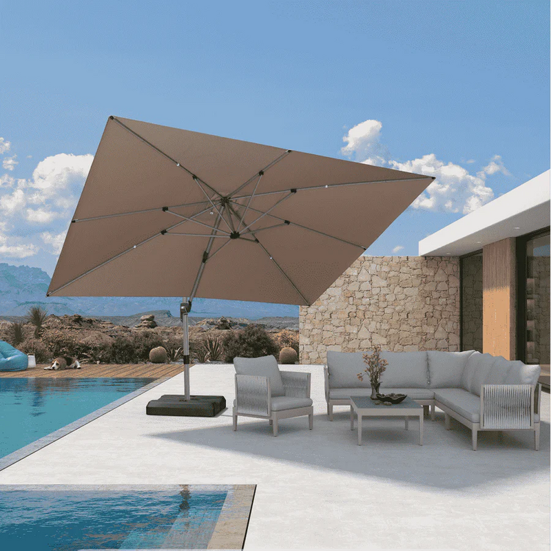 PURPLE LEAF Deluxe Aluminum Outdoor Patio Umbrella Square Cantilever Umbrellas
