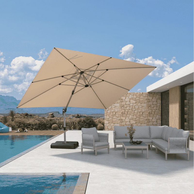 PURPLE LEAF Deluxe Aluminum Outdoor Patio Umbrella Square Cantilever Umbrellas