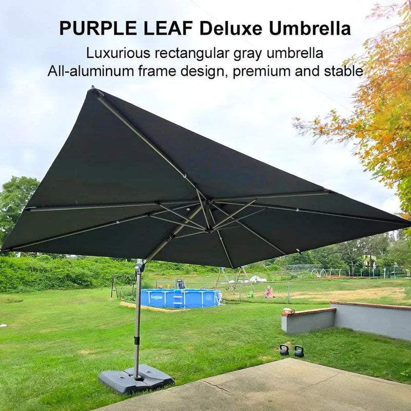 PURPLE LEAF Deluxe Aluminum Outdoor Patio Umbrella Square Cantilever Umbrellas