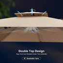 PURPLE LEAF Rectangular Cantilever Umbrella with Base, Outdoor Umbrellas with Lights