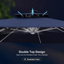 PURPLE LEAF Rectangular Cantilever Umbrella with Base, Outdoor Umbrellas with Lights