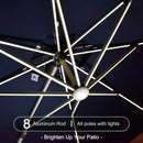 PURPLE LEAF Rectangular Cantilever Umbrella with Base, Outdoor Umbrellas with Lights