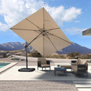 PURPLE LEAF Lateral Tilt Patio Umbrella with Base, 360° Swivel Cantilever Umbrella with Stand