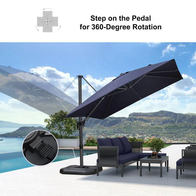 PURPLE LEAF Economical Patio Umbrella Swivel Square Outdoor Umbrellas