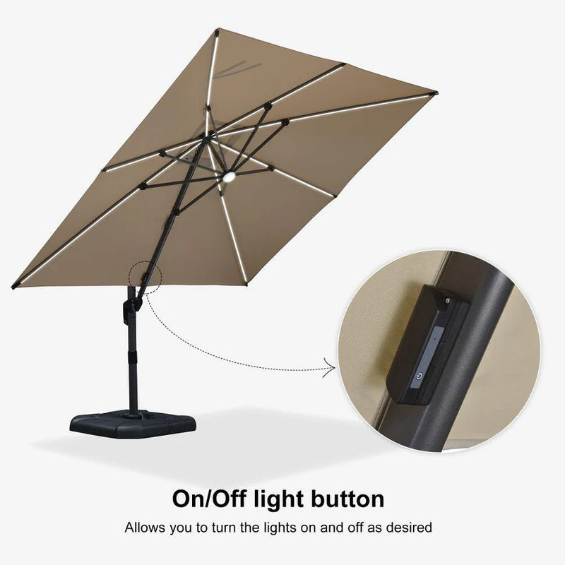PURPLE LEAF LED Economical 10ft Patio Umbrellas Outdoor Umbrella with Lights