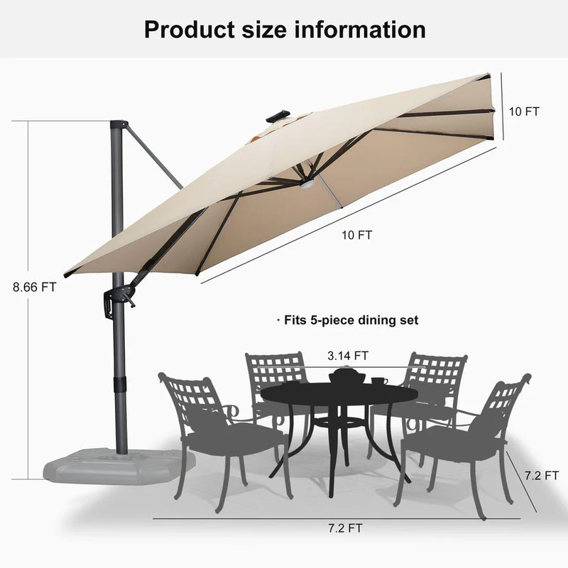 PURPLE LEAF LED Economical 10ft Patio Umbrellas Outdoor Umbrella with Lights
