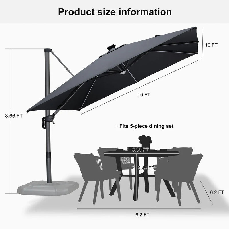 PURPLE LEAF LED Economical 10ft Patio Umbrellas Outdoor Umbrella with Lights