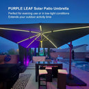 PURPLE LEAF LED Economical 10ft Patio Umbrellas Outdoor Umbrella with Lights