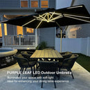 PURPLE LEAF Rectangular Cantilever Umbrella with Base, Outdoor Umbrellas with Lights