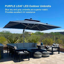 PURPLE LEAF Rectangular Cantilever Umbrella with Base, Outdoor Umbrellas with Lights