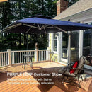 PURPLE LEAF Rectangular Cantilever Umbrella with Base, Outdoor Umbrellas with Lights