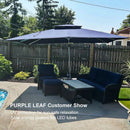 PURPLE LEAF Rectangular Cantilever Umbrella with Base, Outdoor Umbrellas with Lights