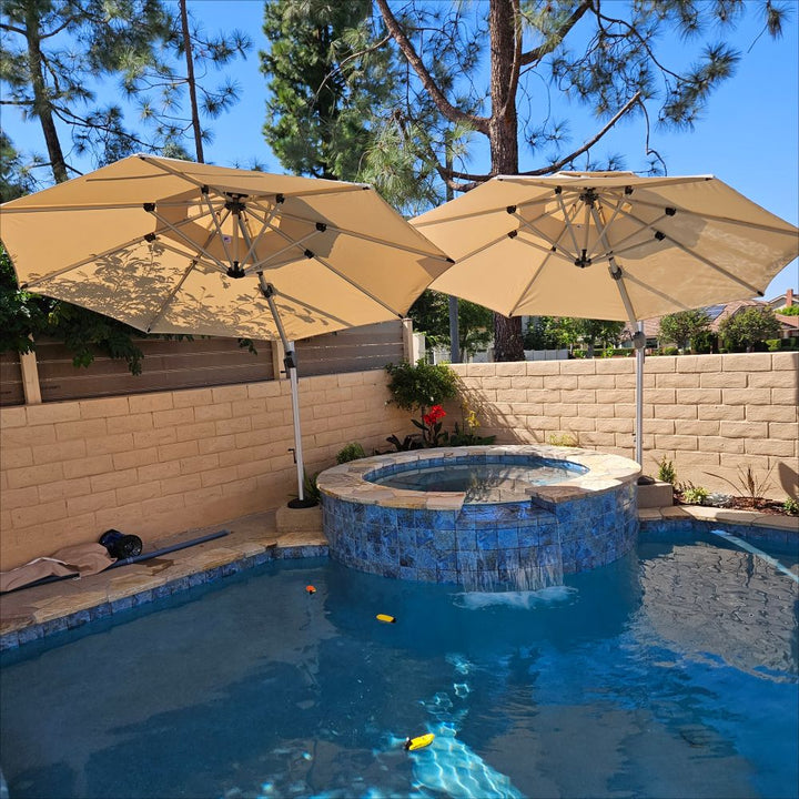 PURPLE LEAF Double Top 360 Degree Rotation Round Outdoor Classic Umbrella