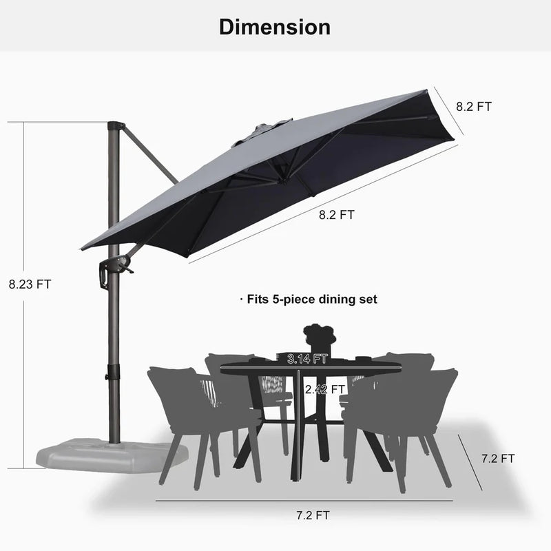 PURPLE LEAF Square Offset Cantilever Umbrella