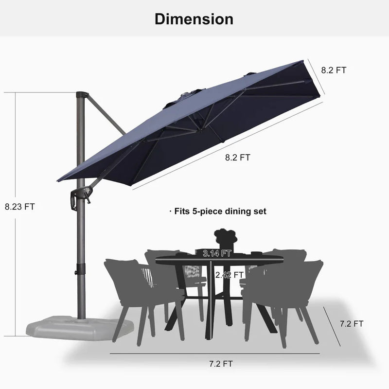 PURPLE LEAF Square Offset Cantilever Umbrella