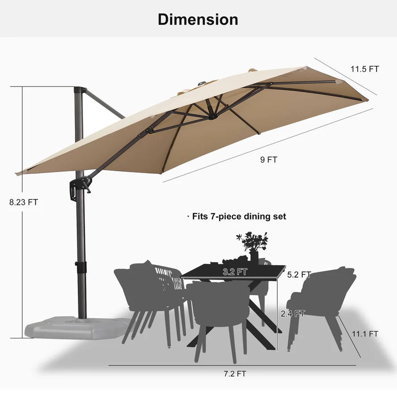 PURPLE LEAF Square Offset Cantilever Umbrella