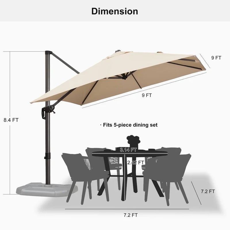 PURPLE LEAF Square Offset Cantilever Umbrella