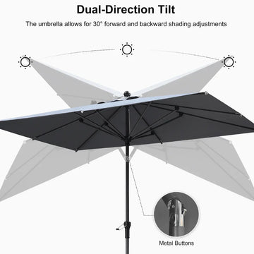 PURPLE LEAF Porch Table Umbrella with Crank and Tilt, Market Patio