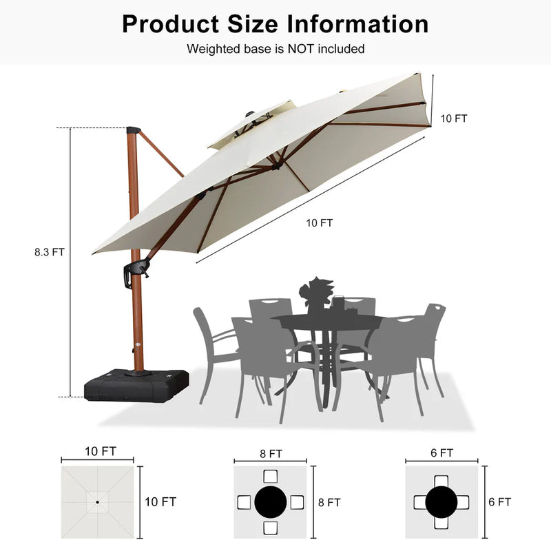 PURPLE LEAF Double Top Square Aluminum Umbrellas in Wood Color