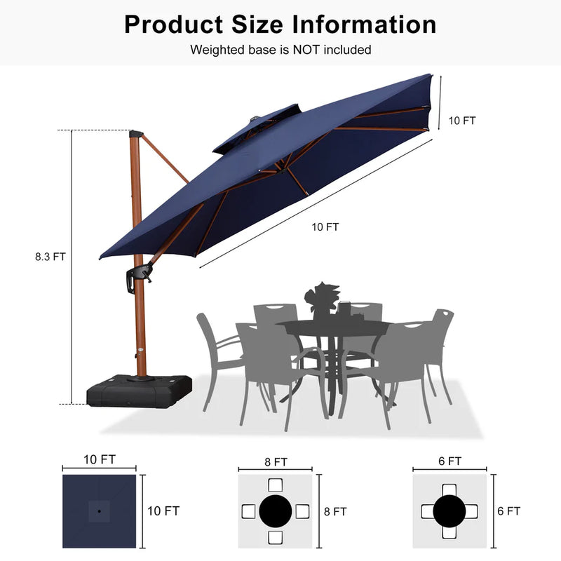 PURPLE LEAF Double Top Square Aluminum Umbrellas in Wood Color