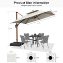 PURPLE LEAF Double Top Square Aluminum Umbrellas in Wood Color