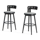 PURPLE LEAF Outdoor Swivel Counter Height Stool Bar Stools Set of 2 Metal Modern Rattan Bar Chairs with Backrest Aluminum Woven Barstools with Cushions