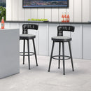PURPLE LEAF Outdoor Swivel Counter Height Stool Bar Stools Set of 2 Metal Modern Rattan Bar Chairs with Backrest Aluminum Woven Barstools with Cushions