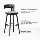 PURPLE LEAF Outdoor Swivel Counter Height Stool Bar Stools Set of 2 Metal Modern Rattan Bar Chairs with Backrest Aluminum Woven Barstools with Cushions
