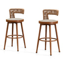 PURPLE LEAF Outdoor Swivel Counter Height Stool Bar Stools Set of 2 Metal Modern Rattan Bar Chairs with Backrest Aluminum Woven Barstools with Cushions
