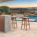 PURPLE LEAF Outdoor Swivel Counter Height Stool Bar Stools Set of 2 Metal Modern Rattan Bar Chairs with Backrest Aluminum Woven Barstools with Cushions