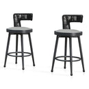 PURPLE LEAF Outdoor Swivel Counter Height Stool Bar Stools Set of 2 Metal Modern Rattan Bar Chairs with Backrest Aluminum Woven Barstools with Cushions