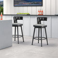 PURPLE LEAF Outdoor Swivel Counter Height Stool Bar Stools Set of 2 Metal Modern Rattan Bar Chairs with Backrest Aluminum Woven Barstools with Cushions