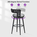 PURPLE LEAF Outdoor Swivel Counter Height Stool Bar Stools Set of 2 Metal Modern Rattan Bar Chairs with Backrest Aluminum Woven Barstools with Cushions