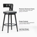 PURPLE LEAF Outdoor Swivel Counter Height Stool Bar Stools Set of 2 Metal Modern Rattan Bar Chairs with Backrest Aluminum Woven Barstools with Cushions