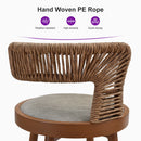 PURPLE LEAF Outdoor Swivel Counter Height Stool Bar Stools Set of 2 Metal Modern Rattan Bar Chairs with Backrest Aluminum Woven Barstools with Cushions