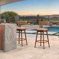 PURPLE LEAF Outdoor Swivel Counter Height Stool Bar Stools Set of 2 Metal Modern Rattan Bar Chairs with Backrest Aluminum Woven Barstools with Cushions