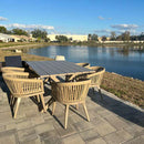 PURPLE LEAF 7/9/11 Pieces Outdoor Dining Set Aluminum Table & Wicker Rattan Chairs Modern Patio Furniture Set for Deck, Champagne