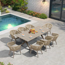 PURPLE LEAF 7/9/11 Pieces Outdoor Dining Set Aluminum Table & Wicker Rattan Chairs Modern Patio Furniture Set for Deck, Champagne