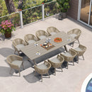 PURPLE LEAF 7/9/11 Pieces Outdoor Dining Set Aluminum Table & Wicker Rattan Chairs Modern Patio Furniture Set for Deck, Champagne