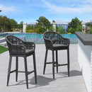 PURPLE LEAF Patio Chairs, 2 Set Outdoor Bar Stools Modern Counter Height Bar, Cushions Included