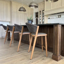 PURPLE LEAF Patio Bar Stool Rattan Bar Height Chair Counter Stool with Backrest and Cushion