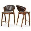 PURPLE LEAF Patio Bar Stool Rattan Bar Height Chair Counter Stool with Backrest and Cushion