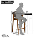 PURPLE LEAF Patio Bar Stool Rattan Bar Height Chair Counter Stool with Backrest and Cushion